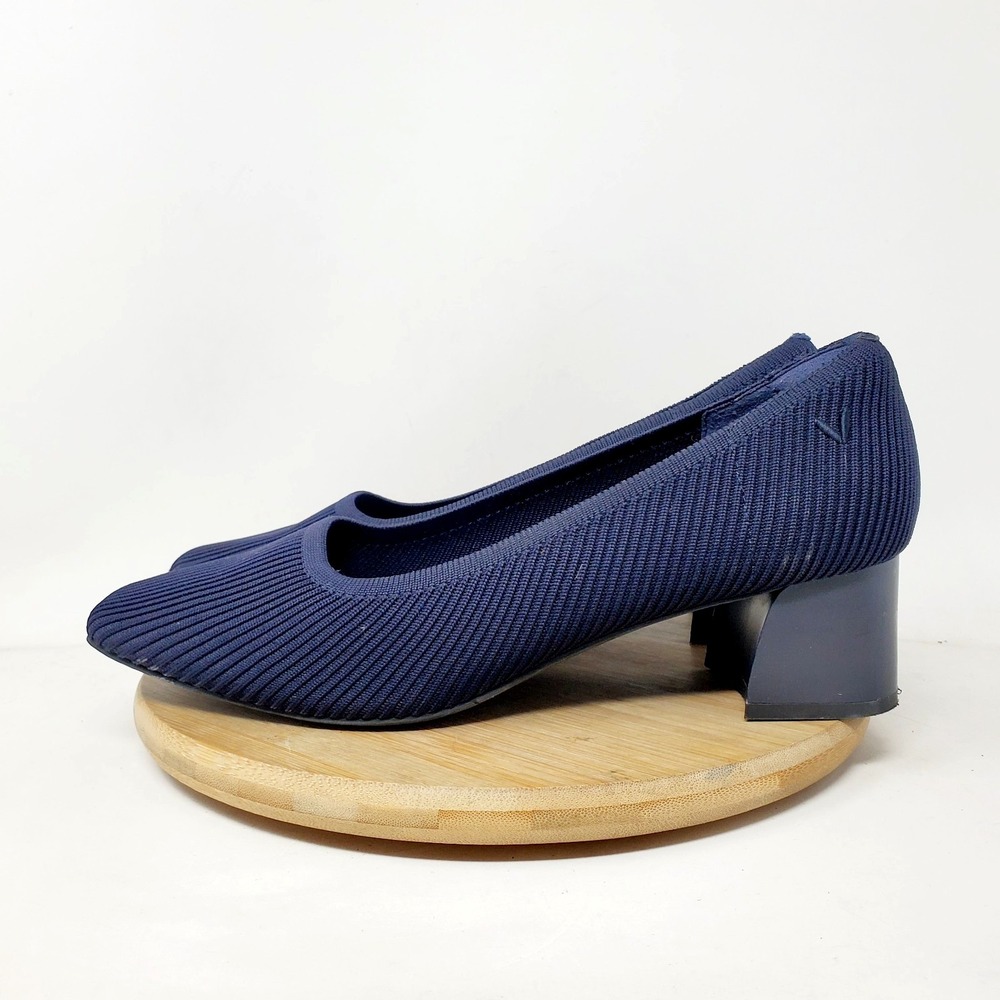 Vivaia Melody‎ Shoes Womens 40.5 Blue Square Toe Pump Chunky Fishtail Heel